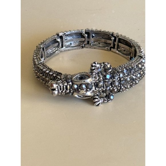 Natasha Designer Snake Charm Wrap Bracelet Jeweled w/Smokey Quartz Rhinestones - Picture 2 of 9